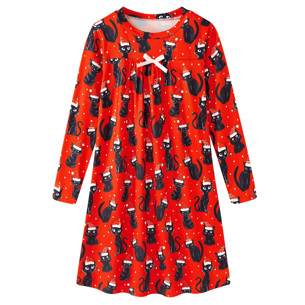 Lanbubble Girls Nightgowns Long Sleeve Pajama Dress for Girls 5-12 Years Printed Kids Sleepwear Nightdress