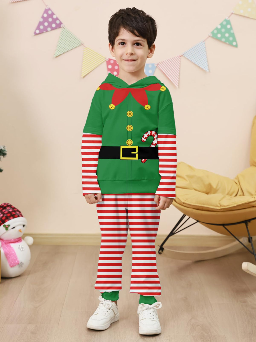 Lanbubble Toddler Boys Christmas Hoodie Set 2 Piece Long Sleeve Sweatshirt and Pants Outfit 2-6T