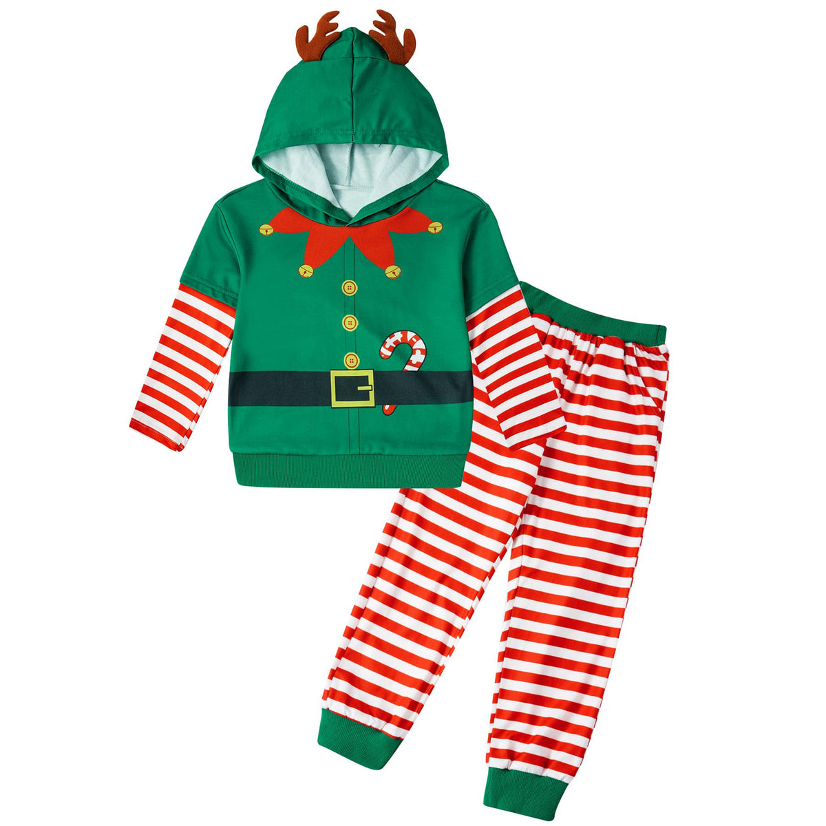 Lanbubble Toddler Boys Christmas Hoodie Set 2 Piece Long Sleeve Sweatshirt and Pants Outfit 2-6T
