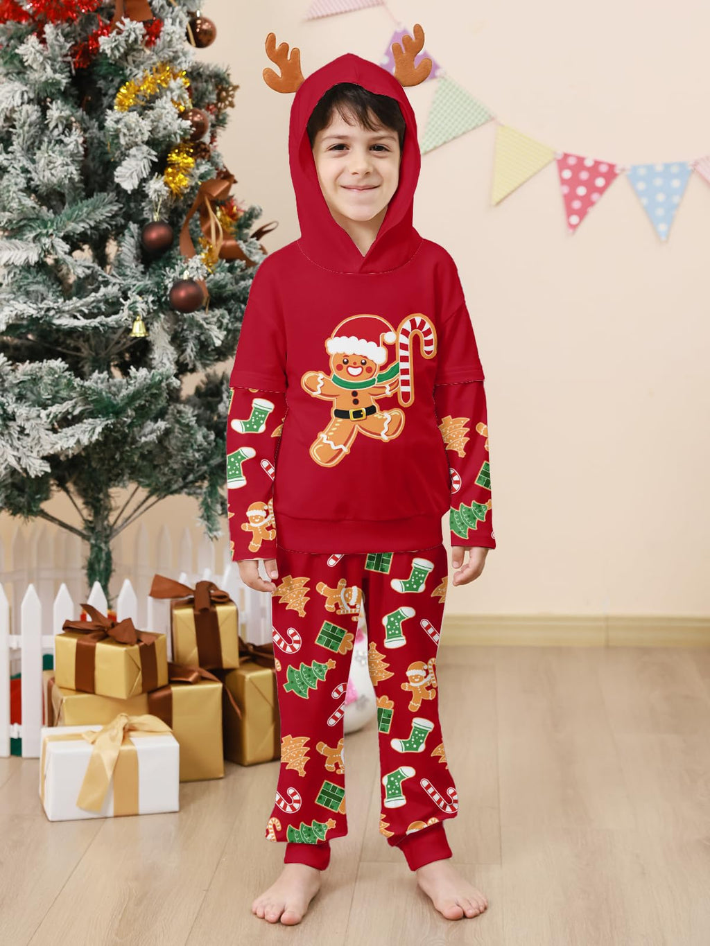 Lanbubble Toddler Boys Christmas Hoodie Set 2 Piece Long Sleeve Sweatshirt and Pants Outfit 2-6T