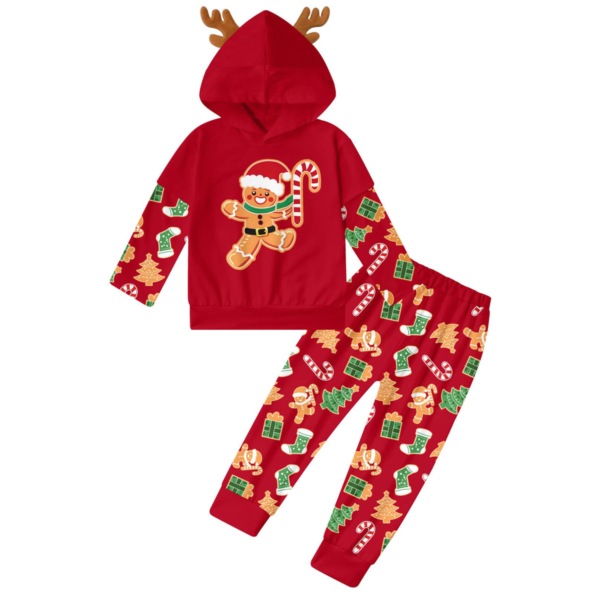 Lanbubble Toddler Boys Christmas Hoodie Set 2 Piece Long Sleeve Sweatshirt and Pants Outfit 2-6T