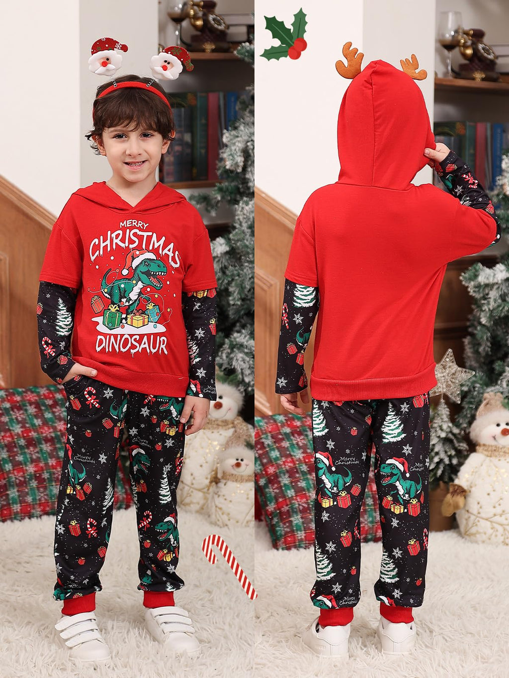 Lanbubble Toddler Boys Christmas Hoodie Set 2 Piece Long Sleeve Sweatshirt and Pants Outfit 2-6T