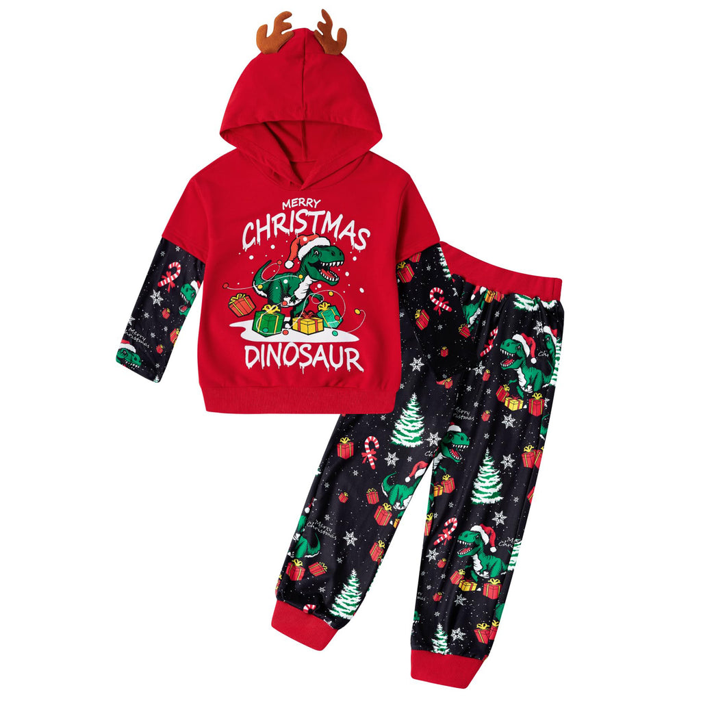 Lanbubble Toddler Boys Christmas Hoodie Set 2 Piece Long Sleeve Sweatshirt and Pants Outfit 2-6T