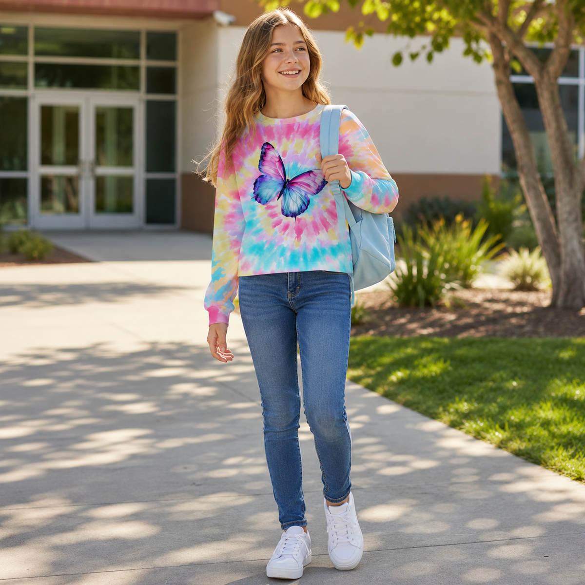 Lanbubble Girls Long Sleeve T Shirt Casual Graphic Tie Dye Top 7-12Y