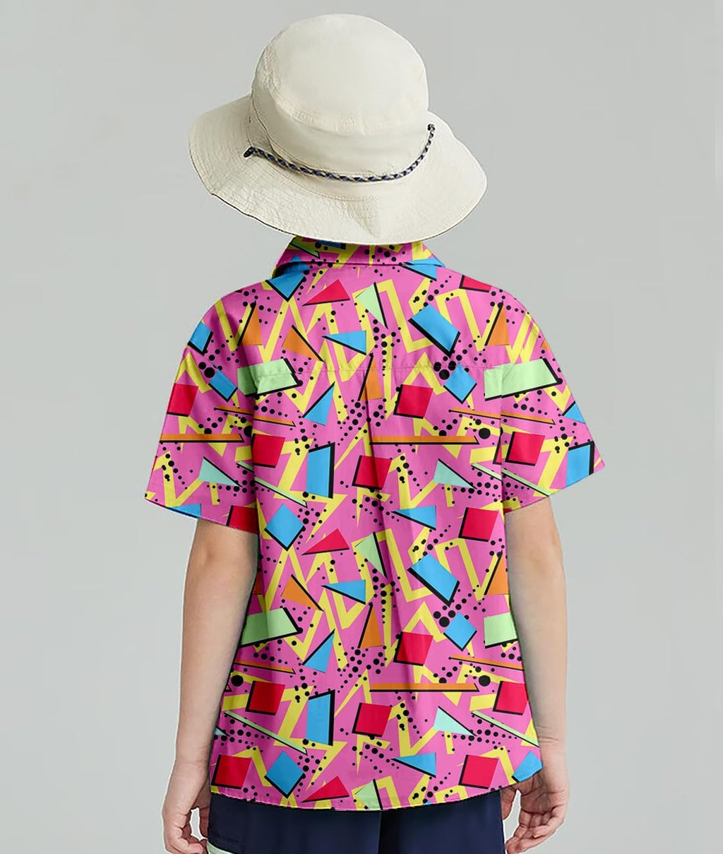 Lanbubble Boys Button Down Shirts 3D Graphic Hawaiian Aloha Short Sleeve Shirt Tops