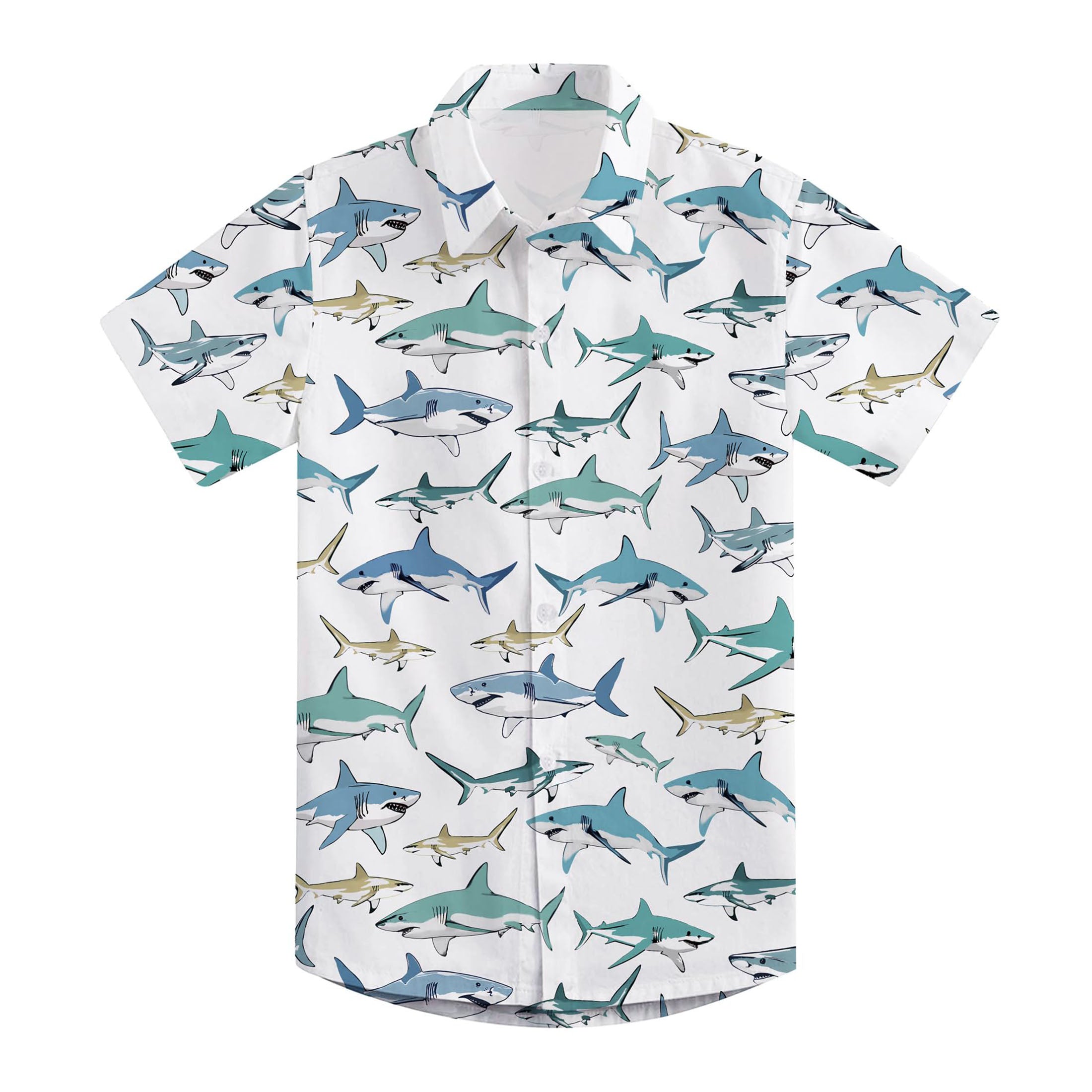 Lanbubble Boys Button Down Shirts 3D Graphic Hawaiian Aloha Short Sleeve Shirt Tops