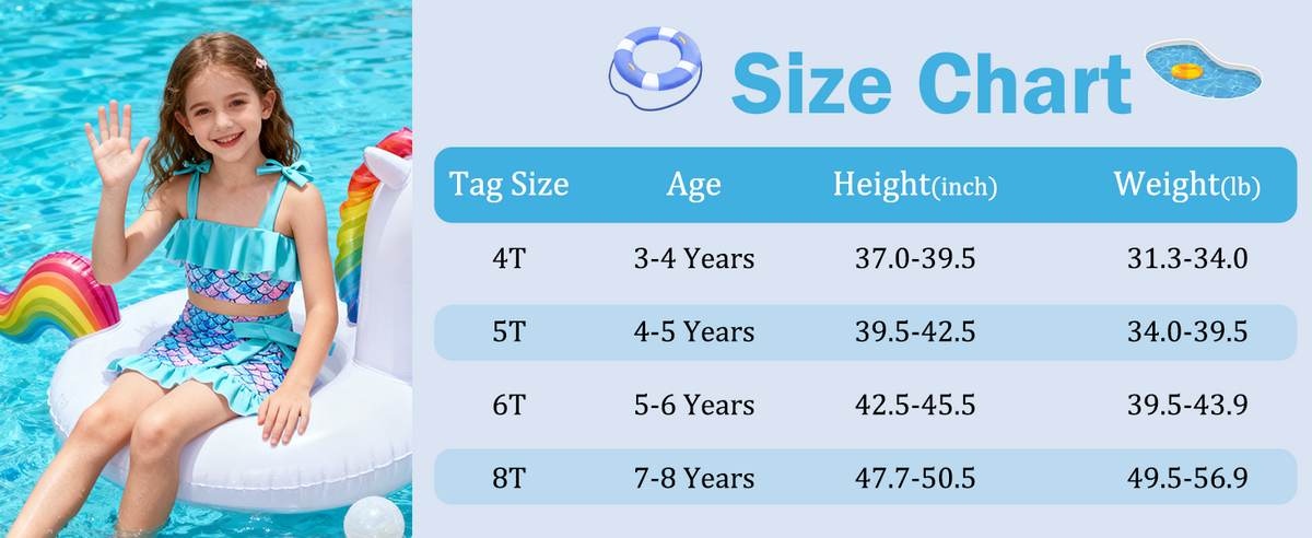 Lanbubble Girls Tankini Swimsuit Set 3 Piece Bathing Suits for Toddler Summer Beach Swimwear Size 3-8 Years