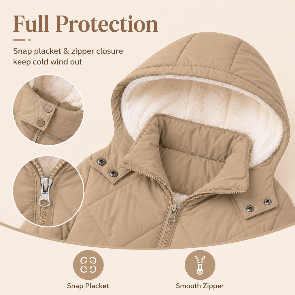 Lanbubble Girls Fleece Lined Hooded Puffer Jacket Winter Coat, Warm Outerwear with Pockets, Sizes 5-12 Years