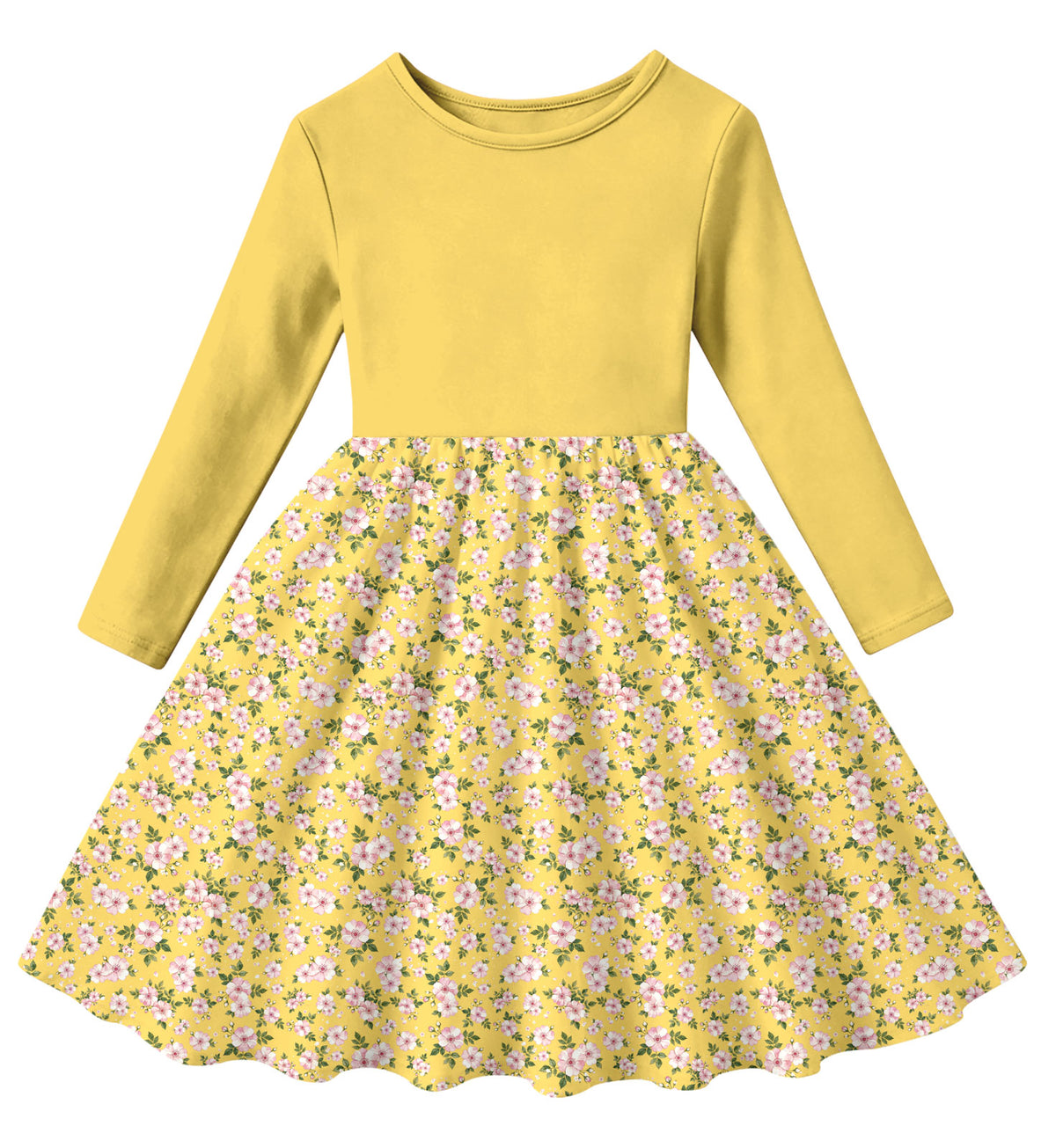 Lanbubble Toddler Girls Long Sleeve Dress A-Line Casual Play Dresses Size 2-7T