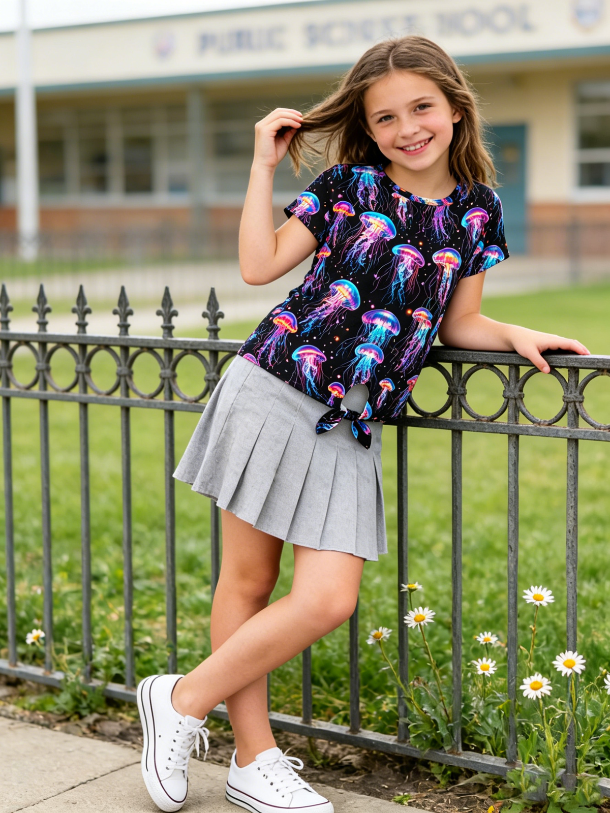 Lanbubble Girls Graphic T-Shirt Tie Dye Kids Short Sleeve Tee Shirt Tie Front Tops 7-12 Years