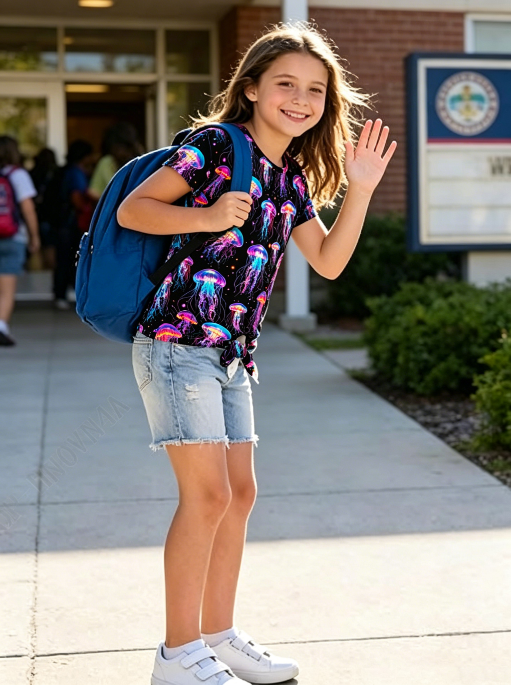 Lanbubble Girls Graphic T-Shirt Tie Dye Kids Short Sleeve Tee Shirt Tie Front Tops 7-12 Years