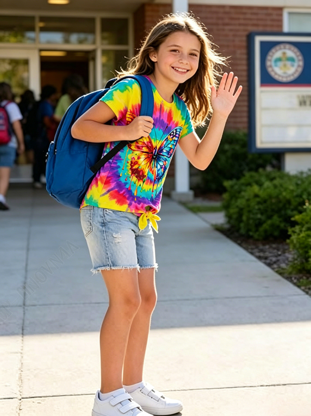 Lanbubble Girls Graphic T-Shirt Tie Dye Kids Short Sleeve Tee Shirt Tie Front Tops 7-12 Years