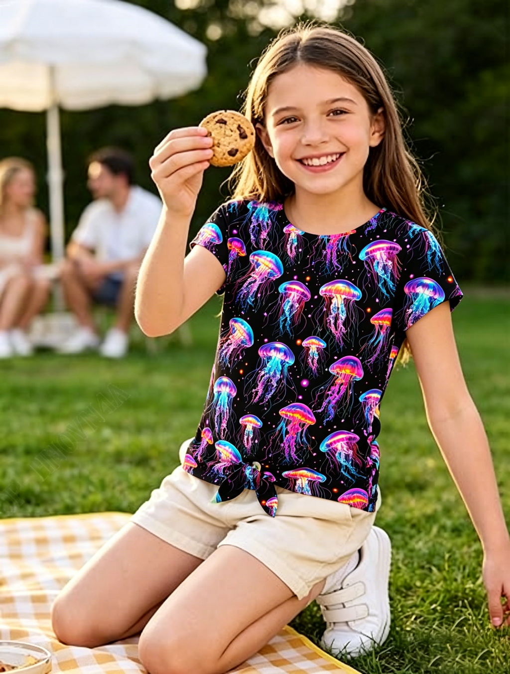 Lanbubble Girls Graphic T-Shirt Tie Dye Kids Short Sleeve Tee Shirt Tie Front Tops 7-12 Years