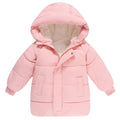 Lanbubble Little Girls Winter Coats Kids Hooded Fleece Lined Jacket Toddler Mid-Length Zip Puffer Jackets 2-6Y