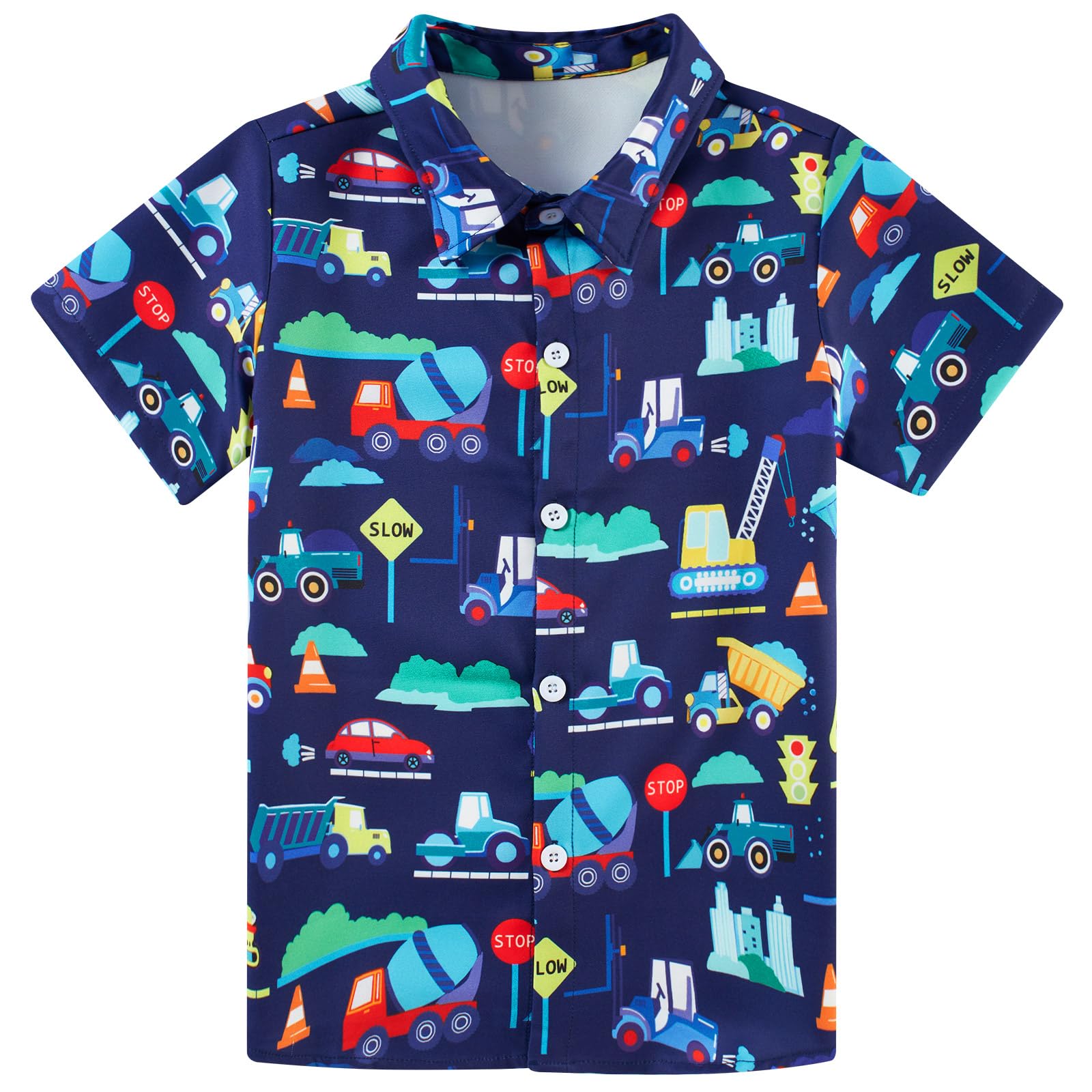 Lanbubble Boys Button Down Shirts 3D Graphic Hawaiian Aloha Short Sleeve Shirt Tops