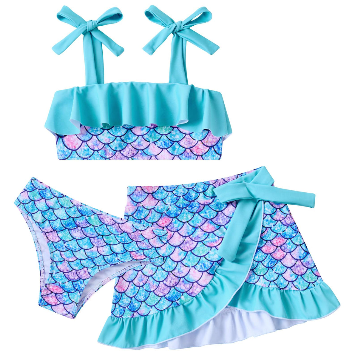 Lanbubble Girls Tankini Swimsuit Set 3 Piece Bathing Suits for Toddler Summer Beach Swimwear Size 3-8 Years