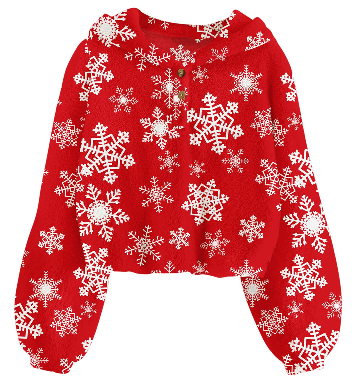 Lanbubble Girls Christmas Hoodie Sweatshirt Warm Pullover Top with Button, Sizes 6-13 Years