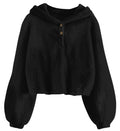 Lanbubble Girls Fuzzy Hoodie Fleece Sweaters Button Pullover Sherpa Jacket Tops for Kids 6-13Y