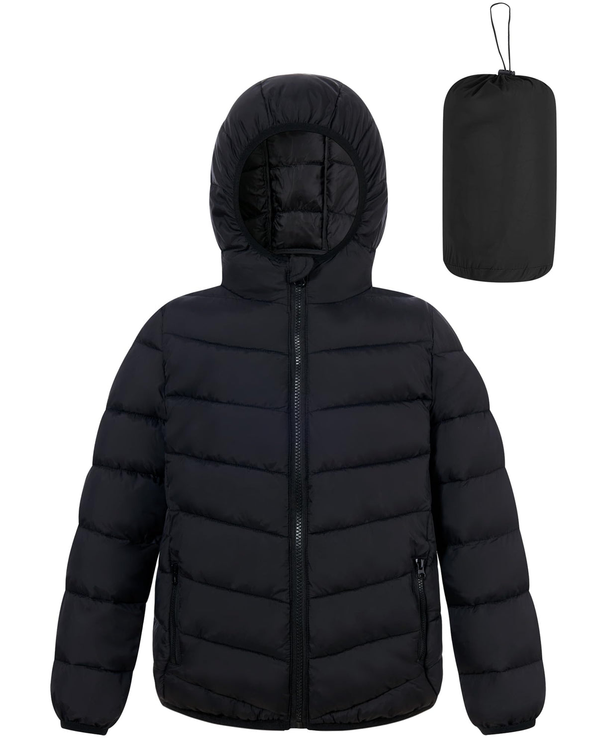 Lanbubble Girls Puffer Jacket Hooded Packable Winter Coat with Pockets Lightweight Warm Outerwear for Kids, Sizes 4-12 Years