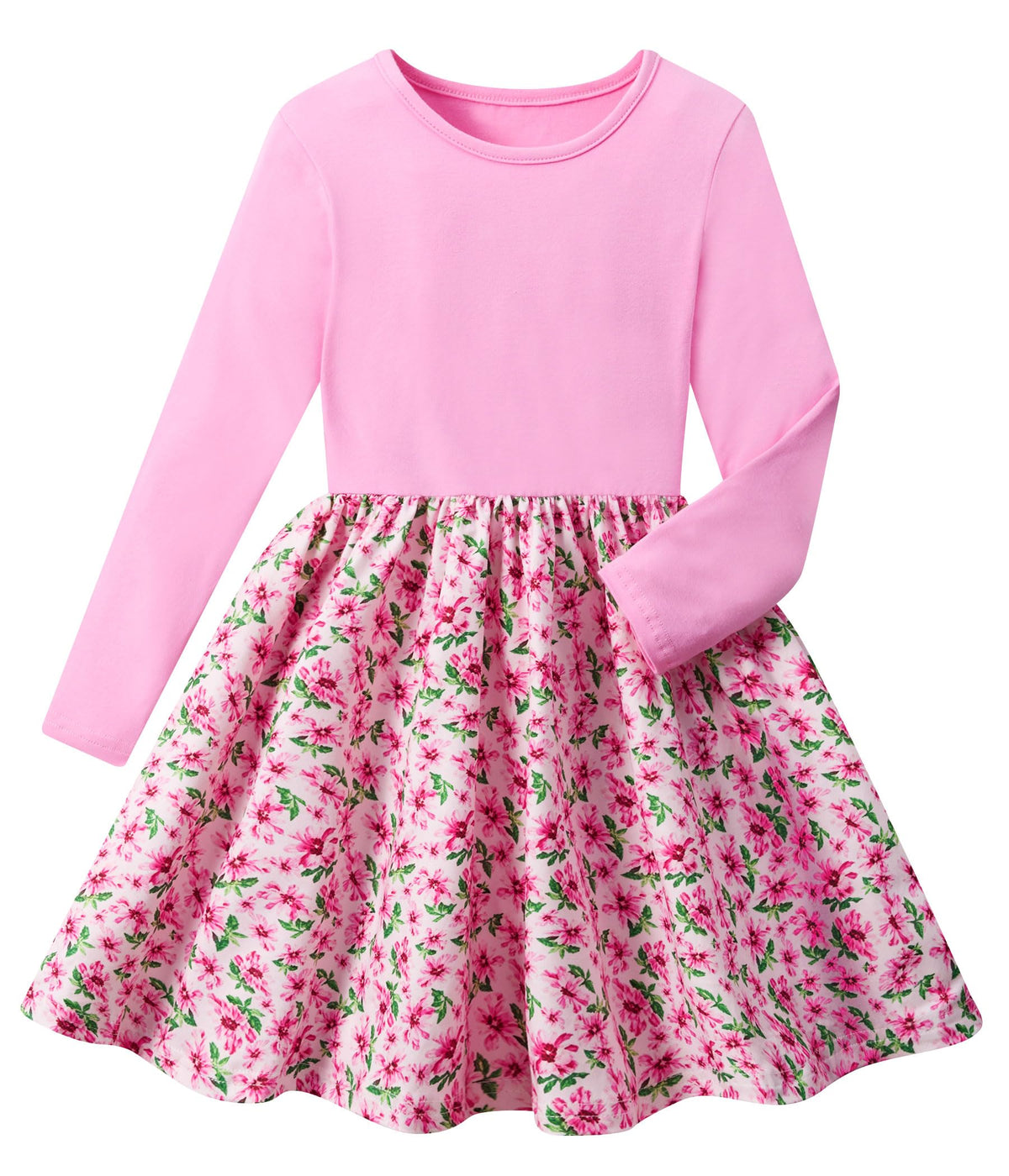 Lanbubble Toddler Girls Long Sleeve Dress A-Line Casual Play Dresses Size 2-7T