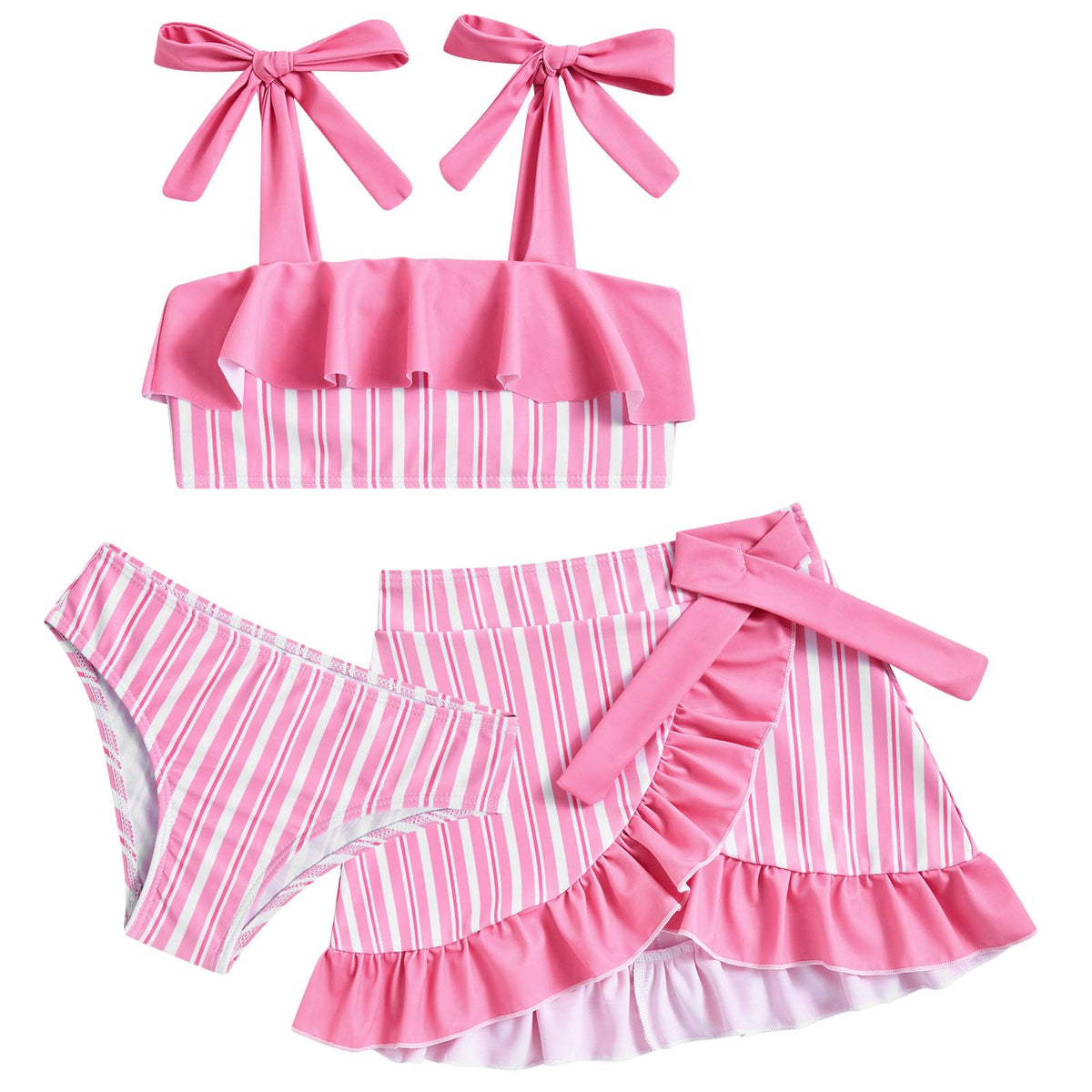 Lanbubble Girls Tankini Swimsuit Set 3 Piece Bathing Suits for Toddler Summer Beach Swimwear Size 3-8 Years
