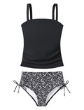 Lanbubble Girls Tankini Swimsuits for Teens 2 Piece Padded Bathing Suit Drawstring Swimwear Set 9-16T