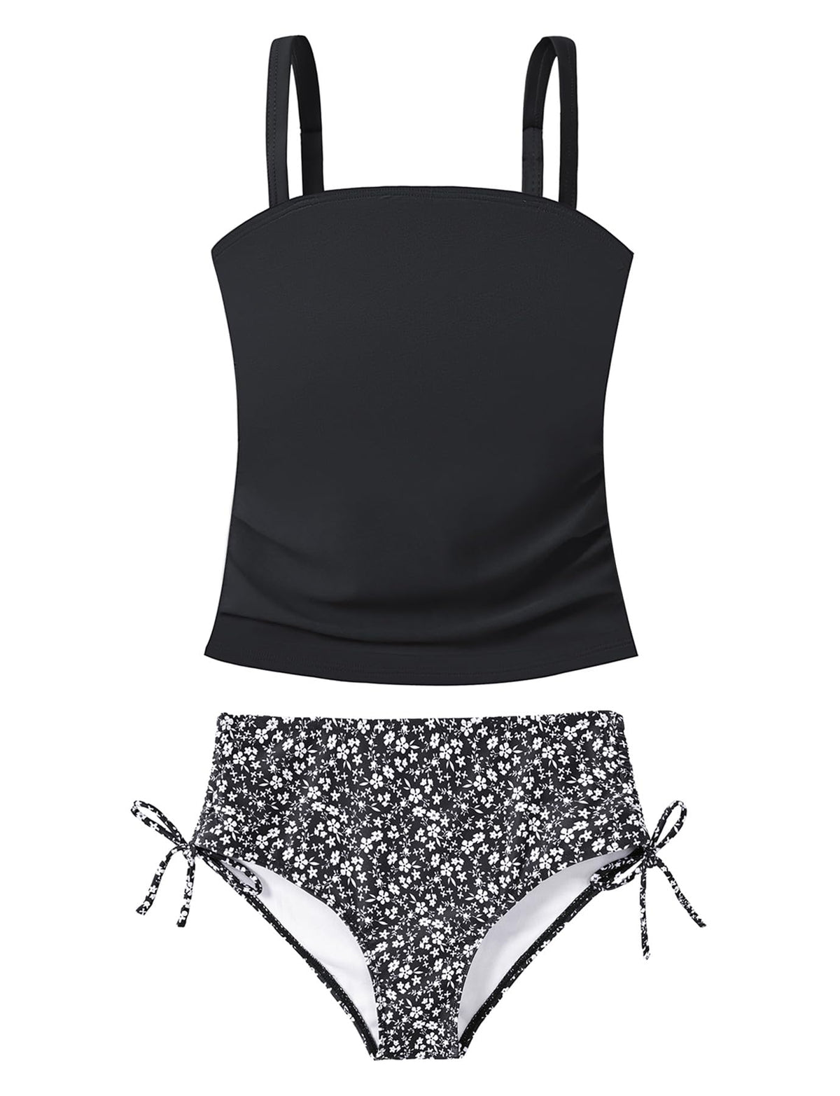 Lanbubble Girls Tankini Swimsuits for Teens 2 Piece Padded Bathing Suit Drawstring Swimwear Set 9-16T