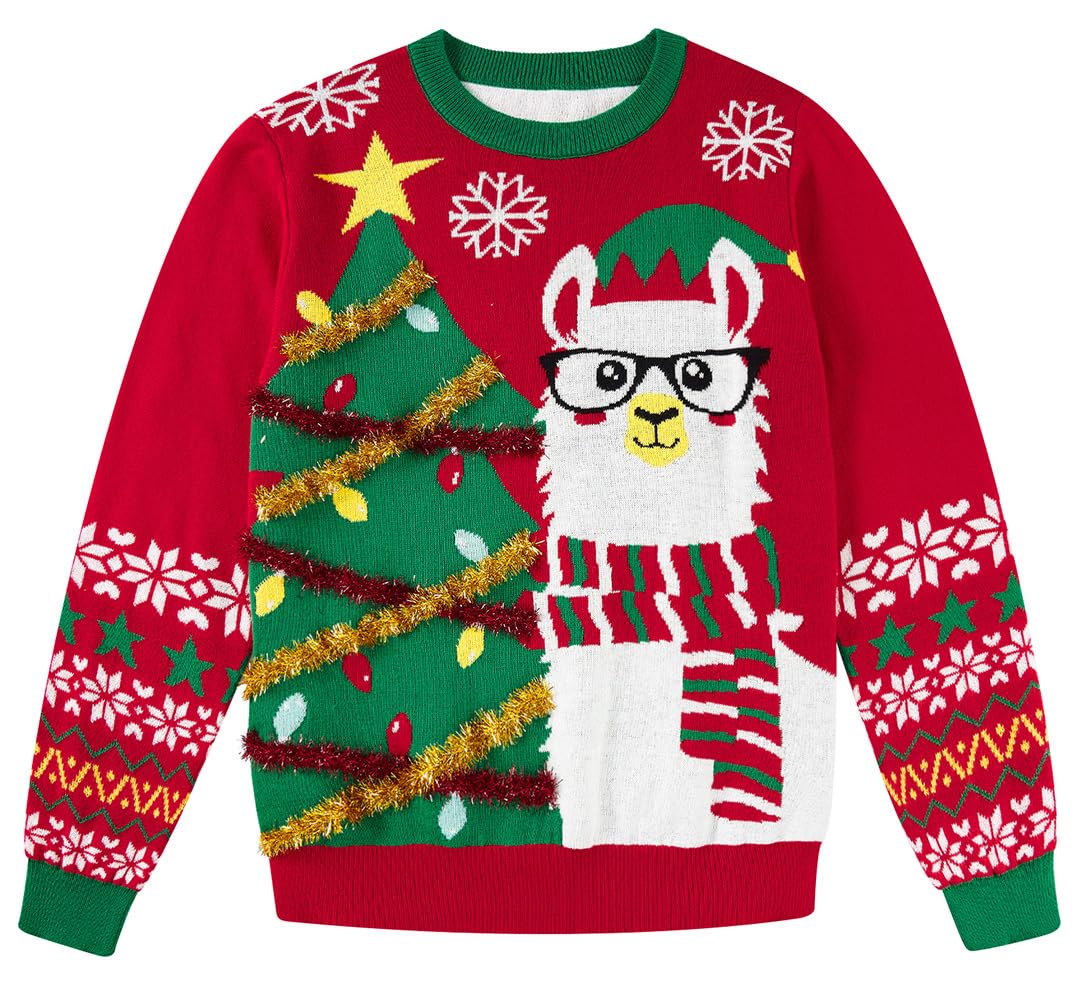 Lanbubble Boys Girls Ugly Christmas Sweater Holiday Party Pullover Xmas Sweatshirt for Kids Size 7-14