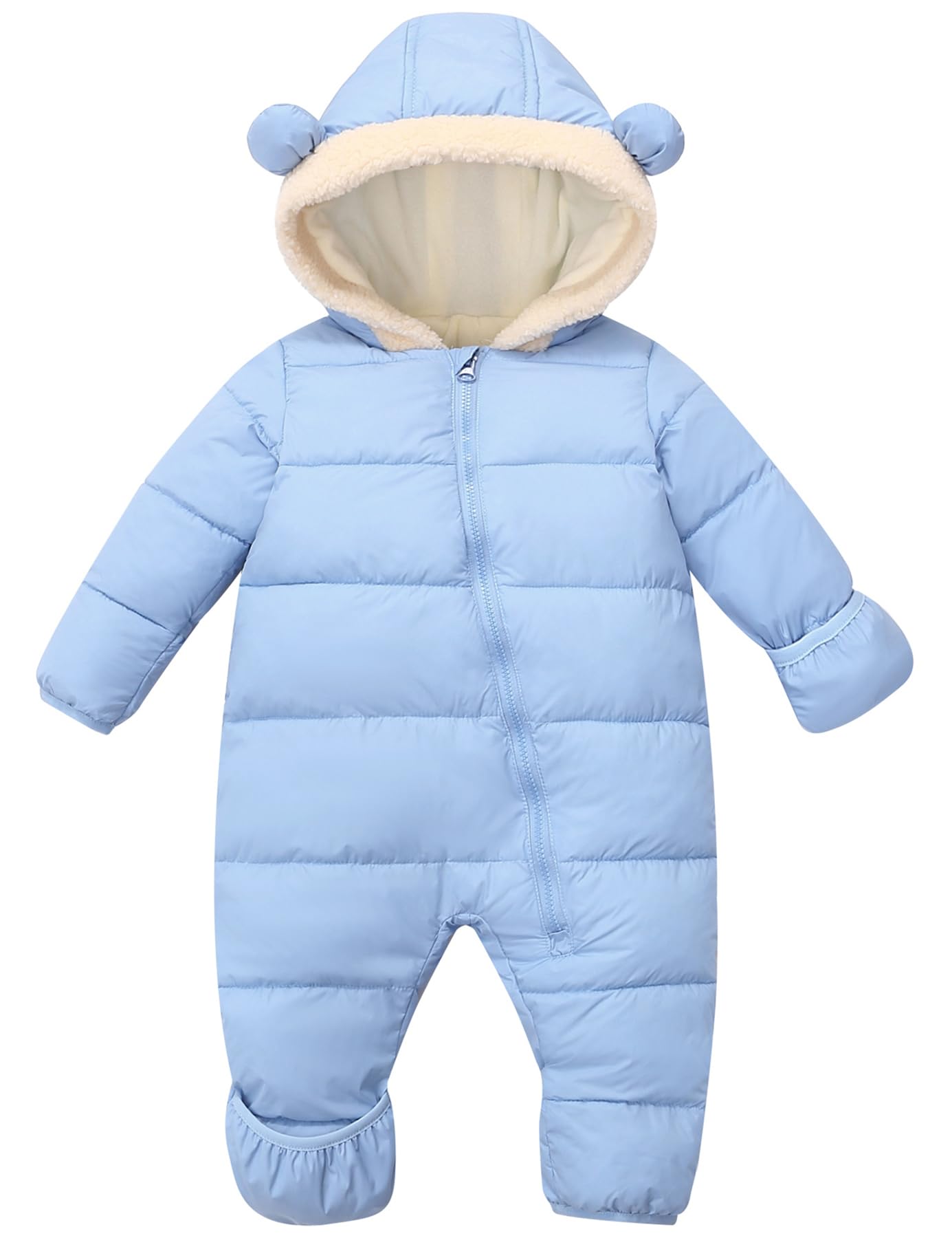 Lanbubble Baby Snowsuit Boys Girls Puffer Jacket Newborn Hooded Coat Toddler Winter Clothes 0M-2T