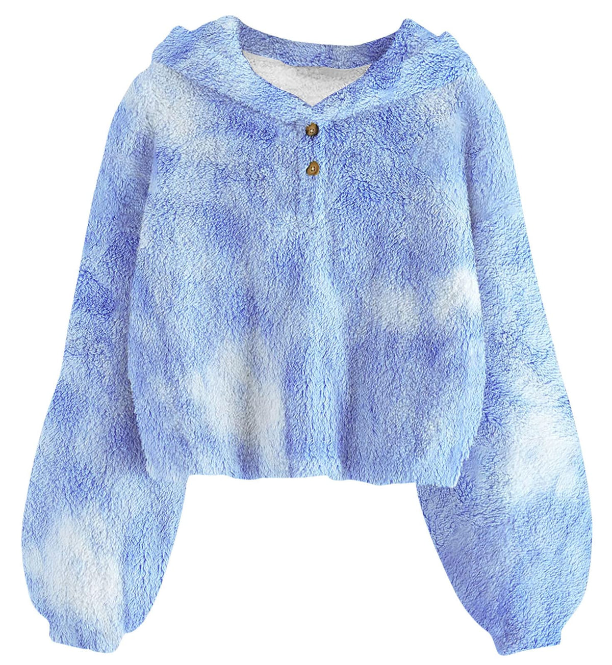 Lanbubble Girls Fuzzy Hoodie Fleece Sweaters Button Pullover Sherpa Jacket Tops for Kids 6-13Y