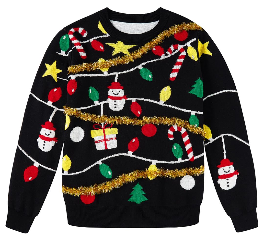 Lanbubble Boys Girls Ugly Christmas Sweater Holiday Party Pullover Xmas Sweatshirt for Kids Size 7-14