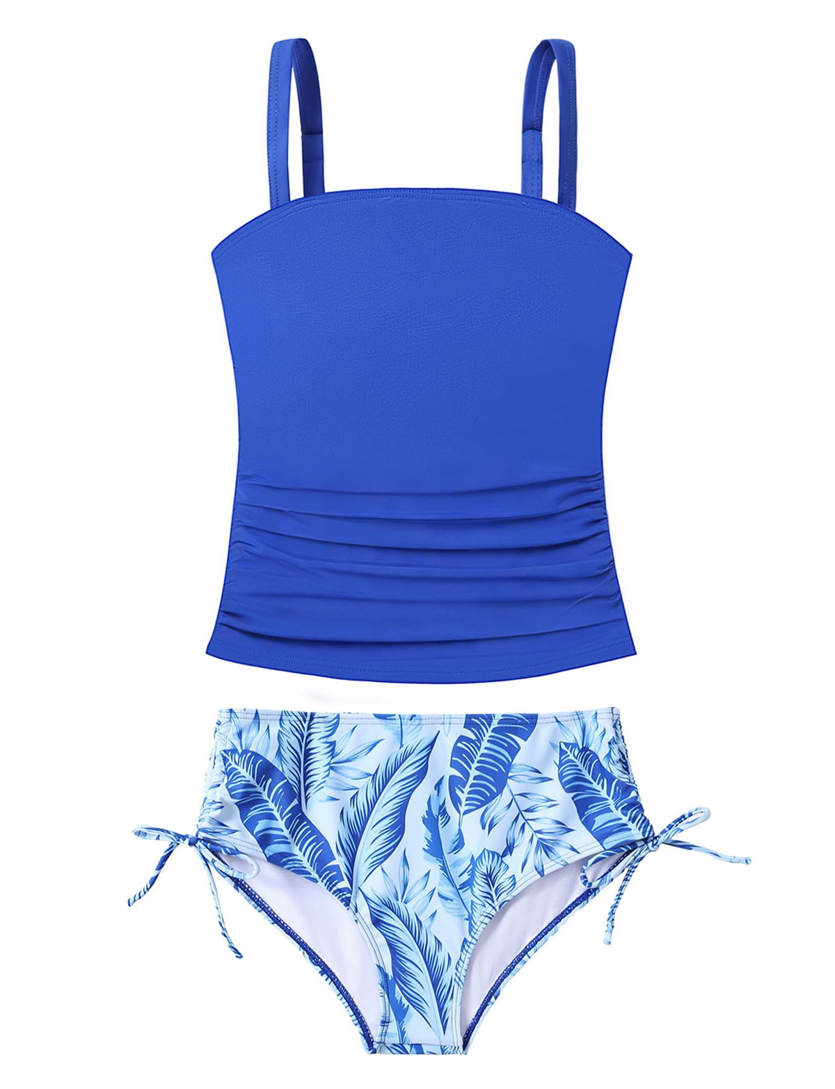 Lanbubble Girls Tankini Swimsuits for Teens 2 Piece Padded Bathing Suit Drawstring Swimwear Set 9-16T