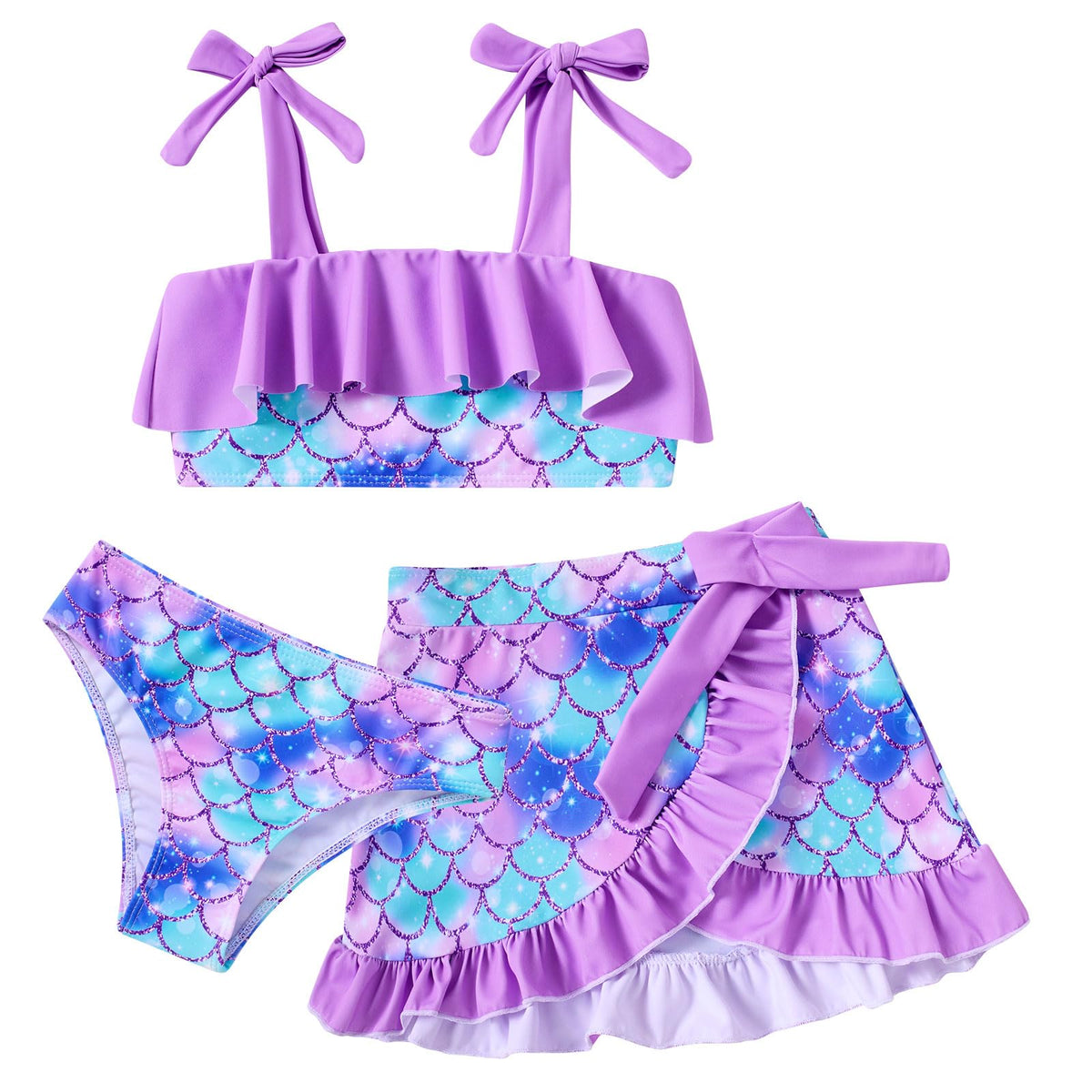 Lanbubble Girls Tankini Swimsuit Set 3 Piece Bathing Suits for Toddler Summer Beach Swimwear Size 3-8 Years
