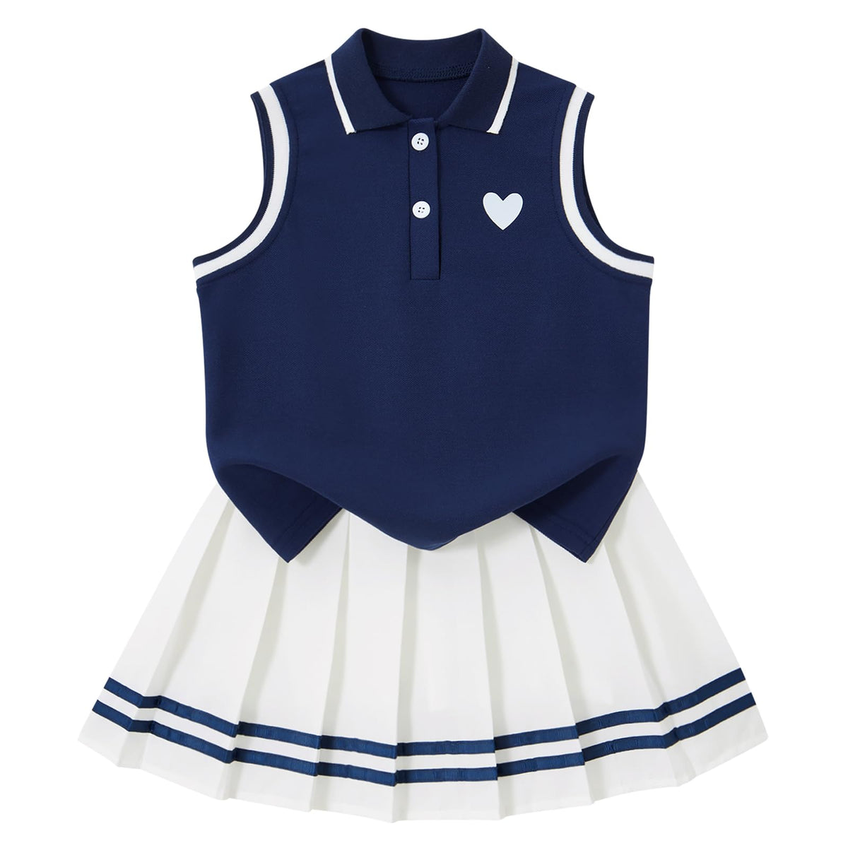 Lanbubble Tennis Dresses for Girls Polo Collar Active Dress with Built in Shorts Toddler Skirt Sets Size 3-7Y