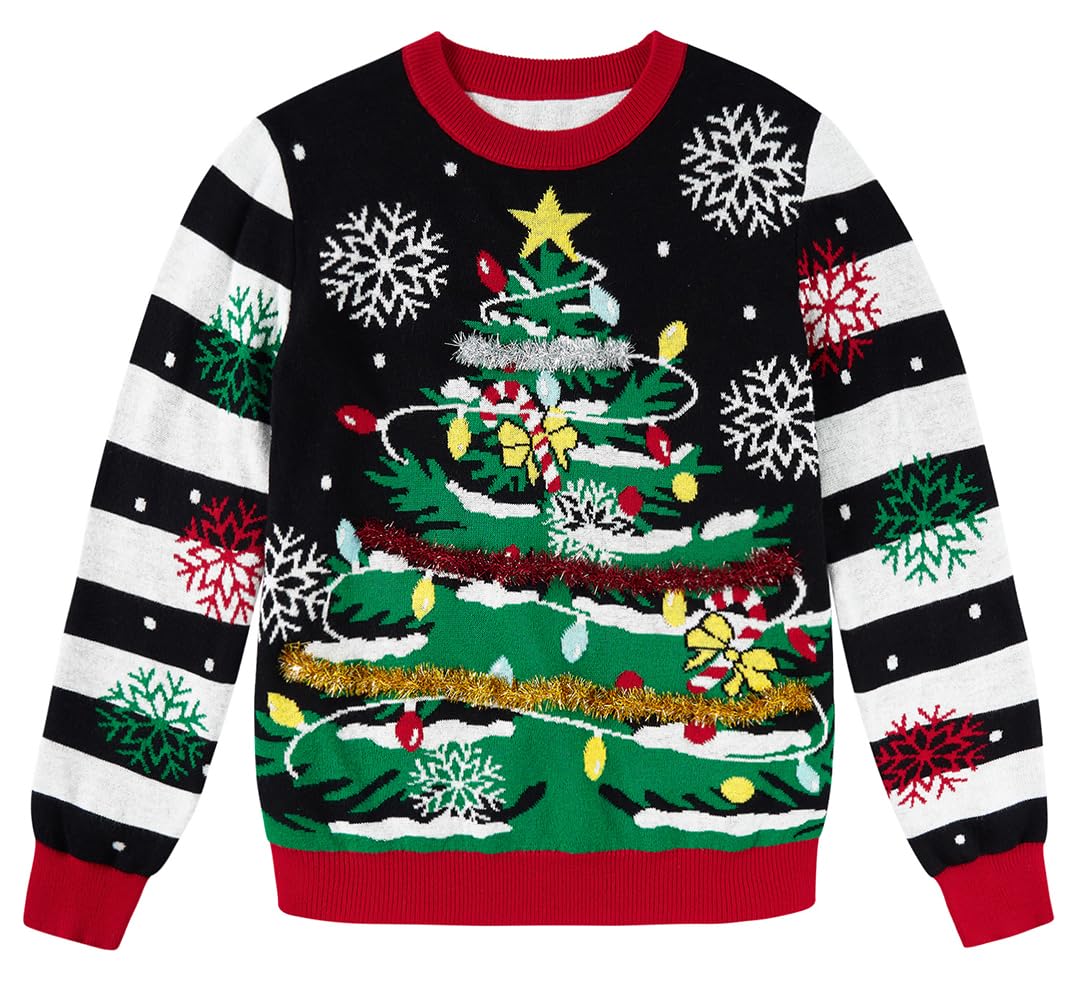 Lanbubble Boys Girls Ugly Christmas Sweater Holiday Party Pullover Xmas Sweatshirt for Kids Size 7-14