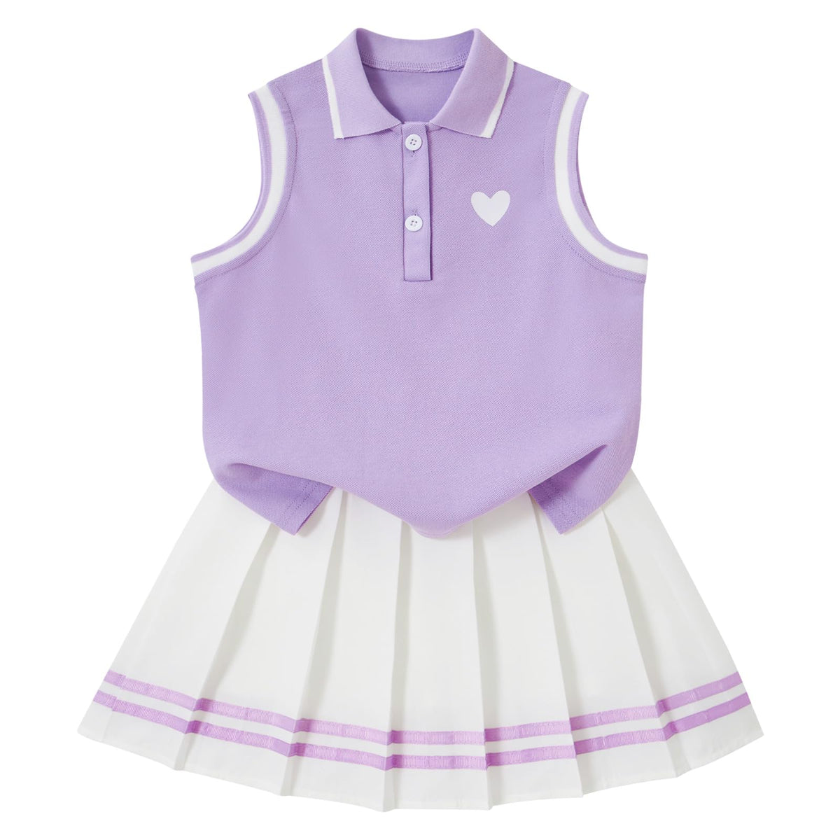 Lanbubble Tennis Dresses for Girls Polo Collar Active Dress with Built in Shorts Toddler Skirt Sets Size 3-7Y