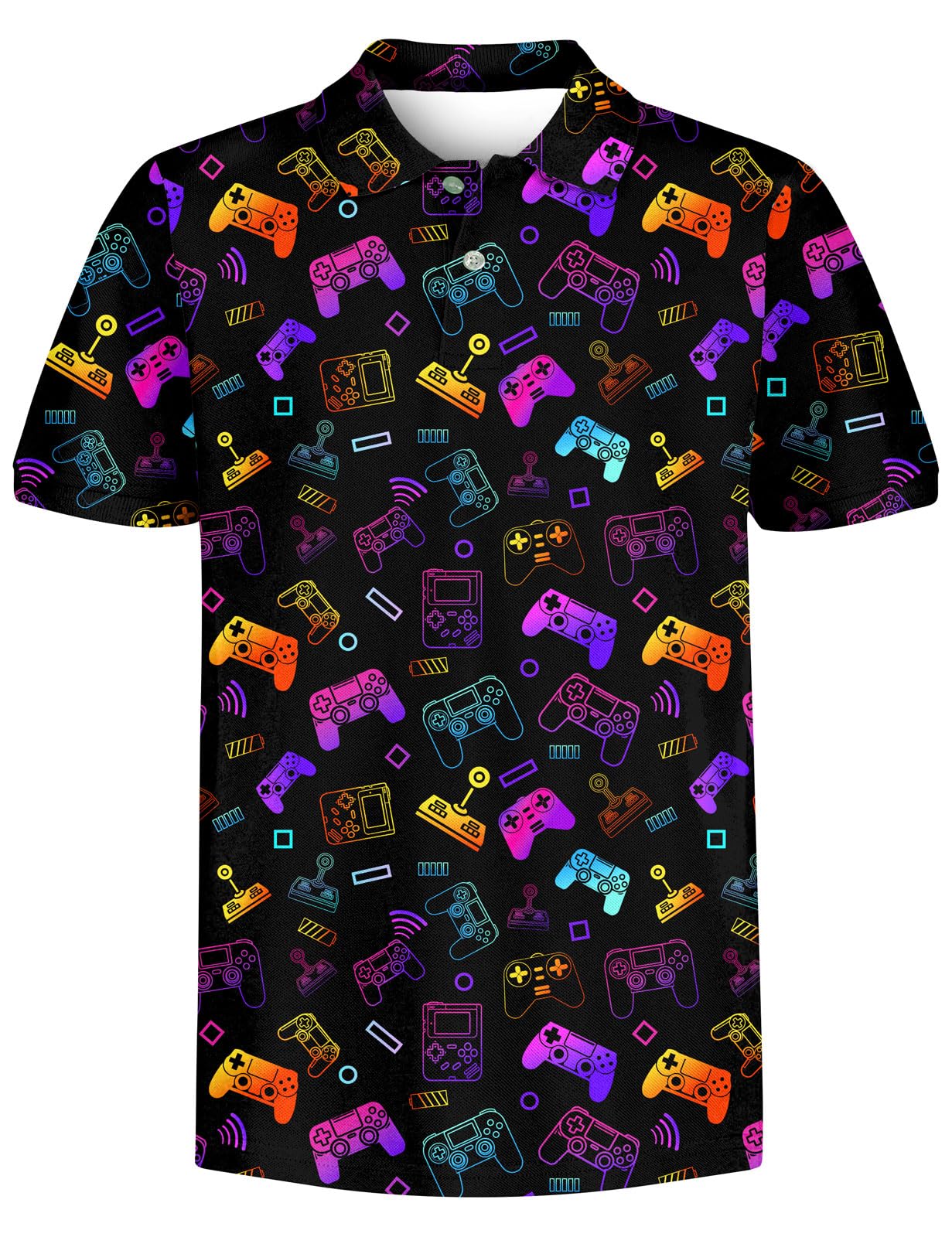 Lanbubble Big Boys Polo Shirts Collared Palm Printed Hawaiian Shirt Short Sleeve Top