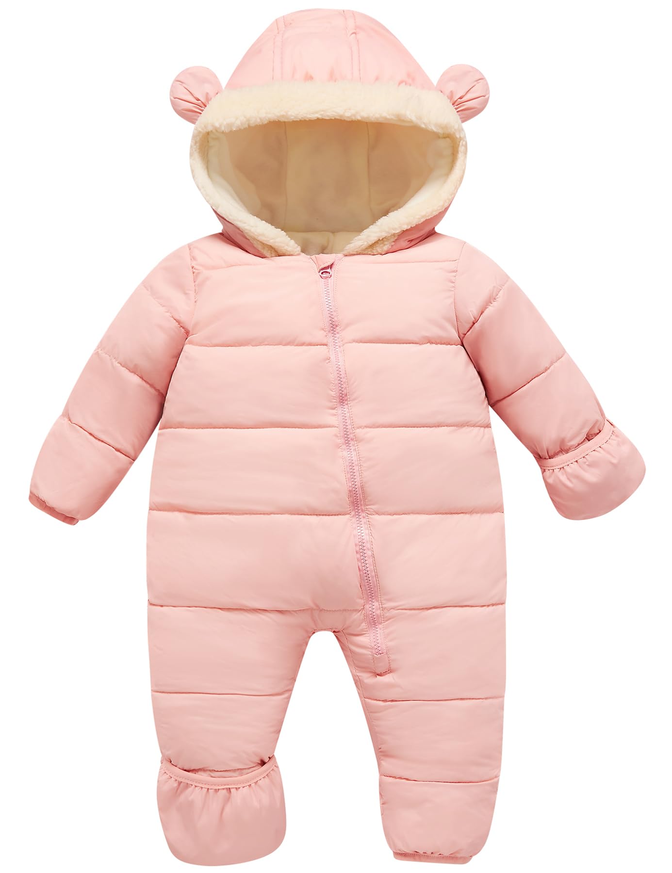 Lanbubble Baby Snowsuit Boys Girls Puffer Jacket Newborn Hooded Coat Toddler Winter Clothes 0M-2T