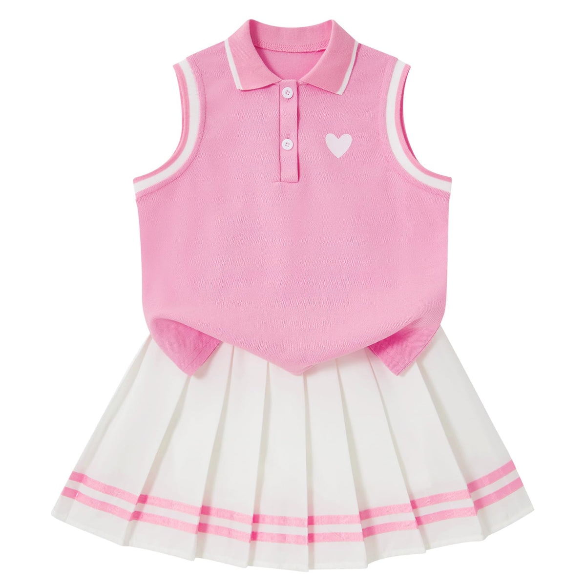 Lanbubble Tennis Dresses for Girls Polo Collar Active Dress with Built in Shorts Toddler Skirt Sets Size 3-7Y
