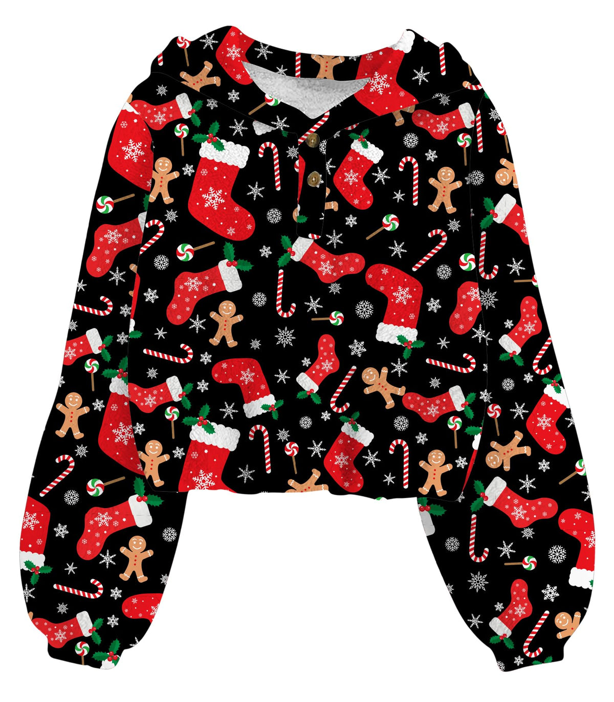 Lanbubble Girls Christmas Hoodie Sweatshirt Warm Pullover Top with Button, Sizes 6-13 Years