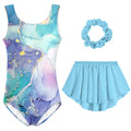 Lanbubble Girls Gymnastics Leotards Sleeveless Ballet Leotard for Girl Dance Outfit with Skirt Hair Scrunchie 5-9 Years