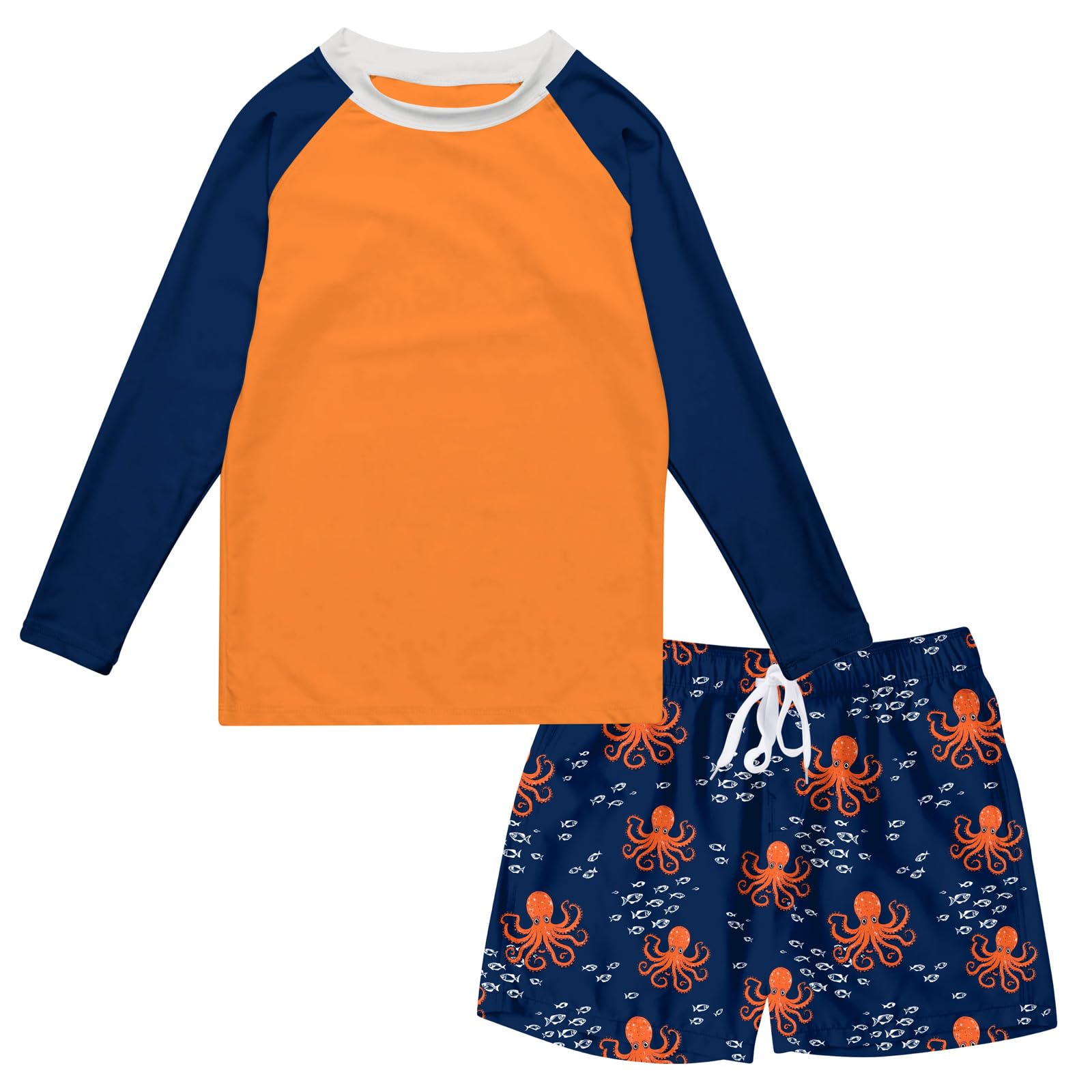 Lanbubble Boys Long Sleeve Rash Guard Swimsuit Kids 2-Pieces Bathing Suits Set