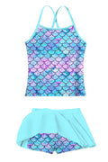 Lanbubble Girls Tankini Swimsuits Set Criss-Cross 2-Piece Bathing Suits Beach Swimwear 5-12 Years