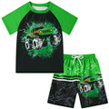 Lanbubble Toddler Boys Swimsuits Set Rash Guard Two Piece Short Sleeve Bathing Suit with Trunks 4-10 Years