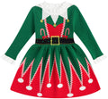 Lanbubble Girls Ugly Christmas Sweater Dress Long Sleeve Knit Ruffle-Trim A-Line Holiday Outfit for Kids 2-9 Years