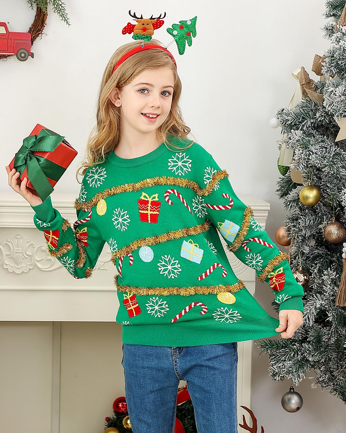 Lanbubble Boys Girls Ugly Christmas Sweater Holiday Party Pullover Xmas Sweatshirt for Kids Size 7-14