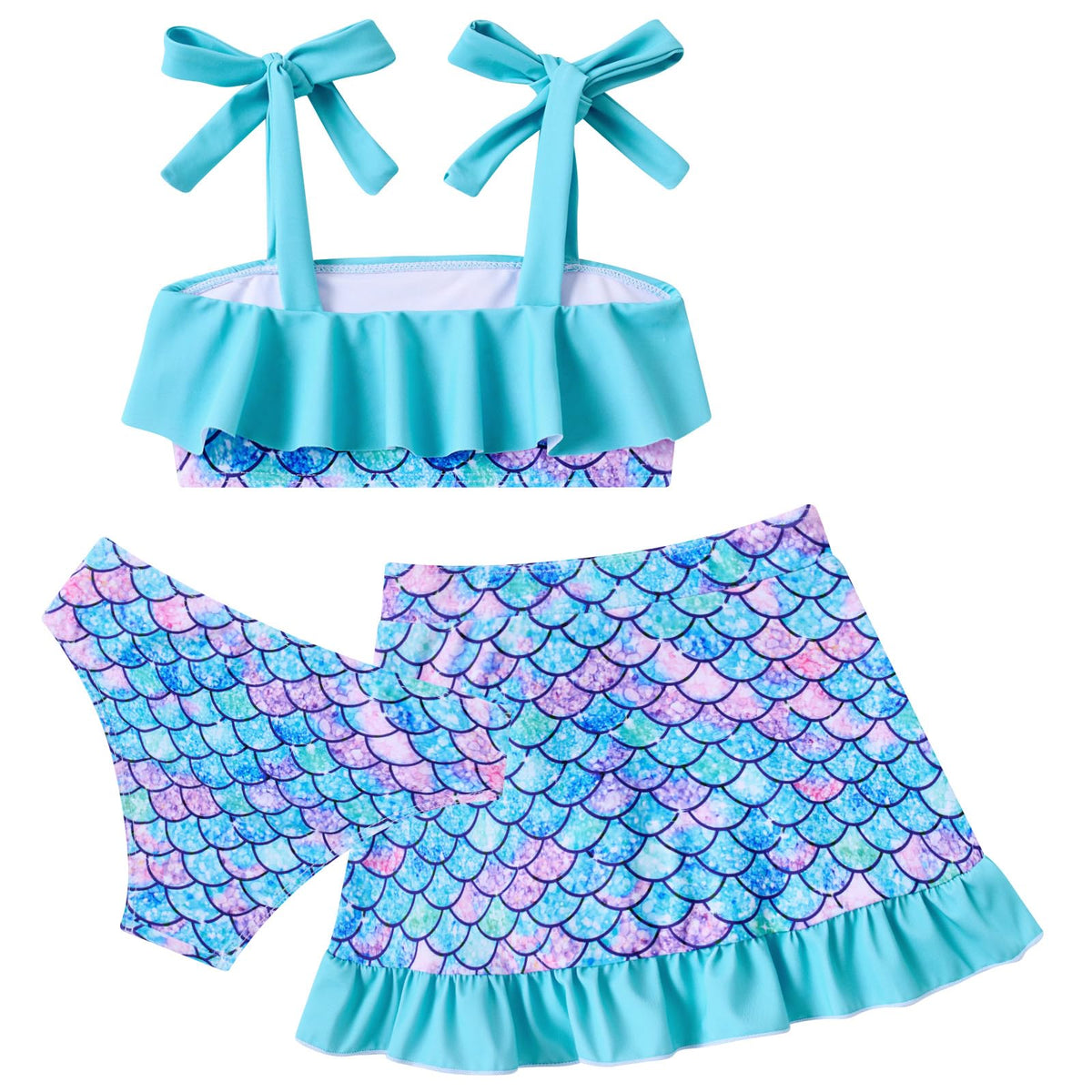 Lanbubble Girls Tankini Swimsuit Set 3 Piece Bathing Suits for Toddler Summer Beach Swimwear Size 3-8 Years
