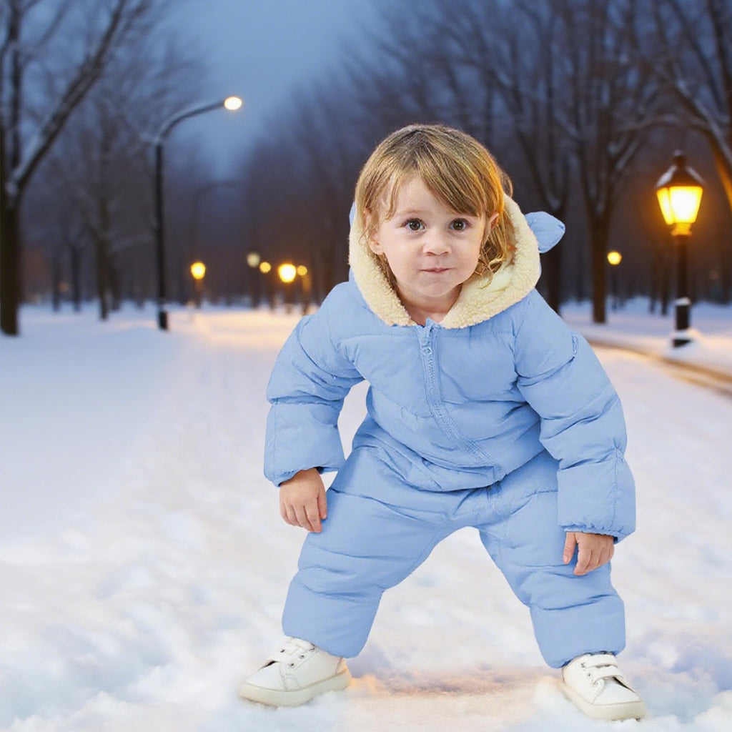 Lanbubble Baby Snowsuit Boys Girls Puffer Jacket Newborn Hooded Coat Toddler Winter Clothes 0M-2T