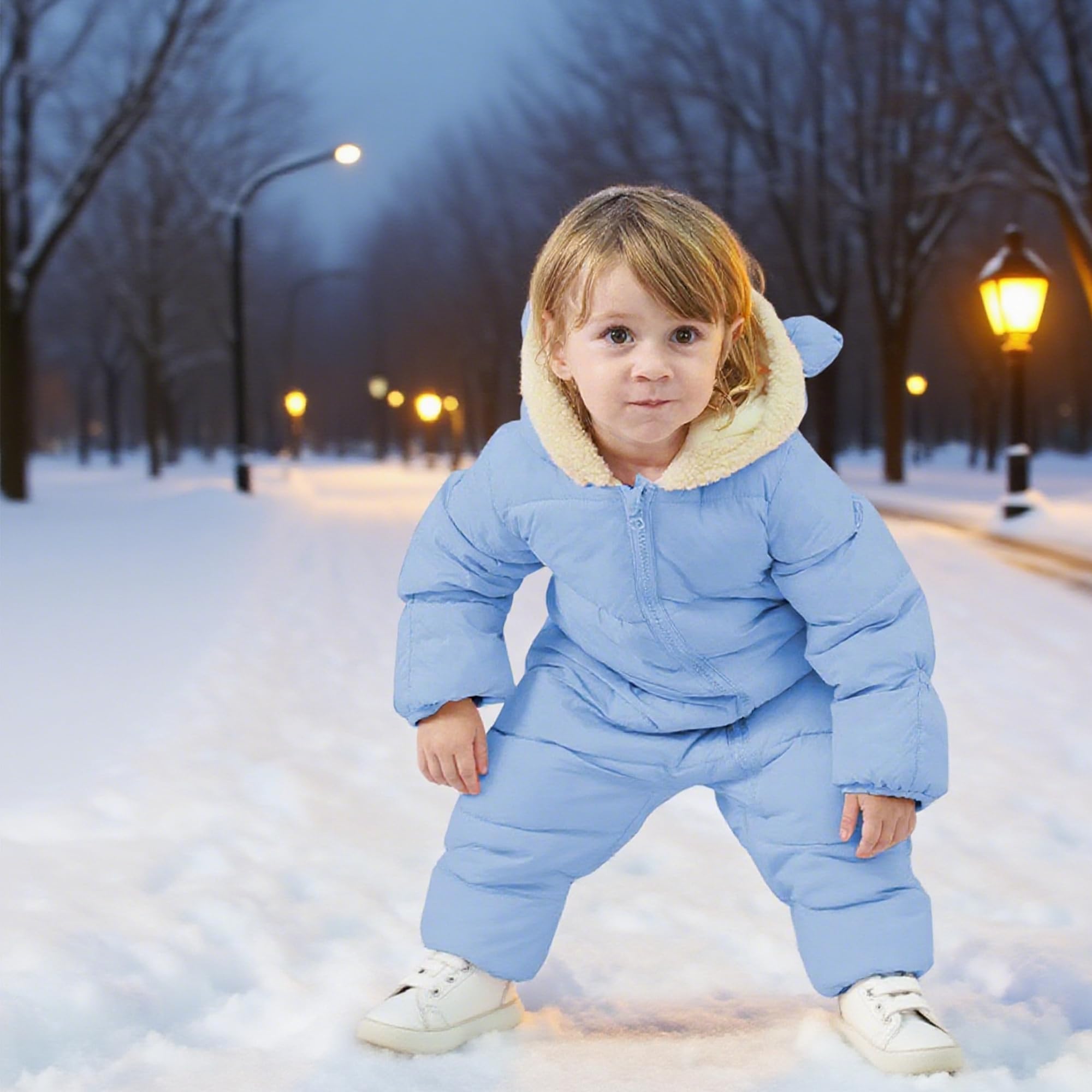 Lanbubble Baby Snowsuit Boys Girls Puffer Jacket Newborn Hooded Coat Toddler Winter Clothes 0M-2T