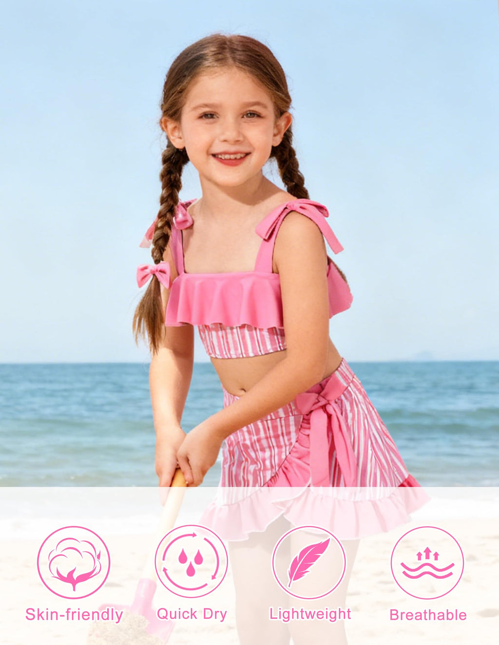 Lanbubble Girls Tankini Swimsuit Set 3 Piece Bathing Suits for Toddler Summer Beach Swimwear Size 3-8 Years